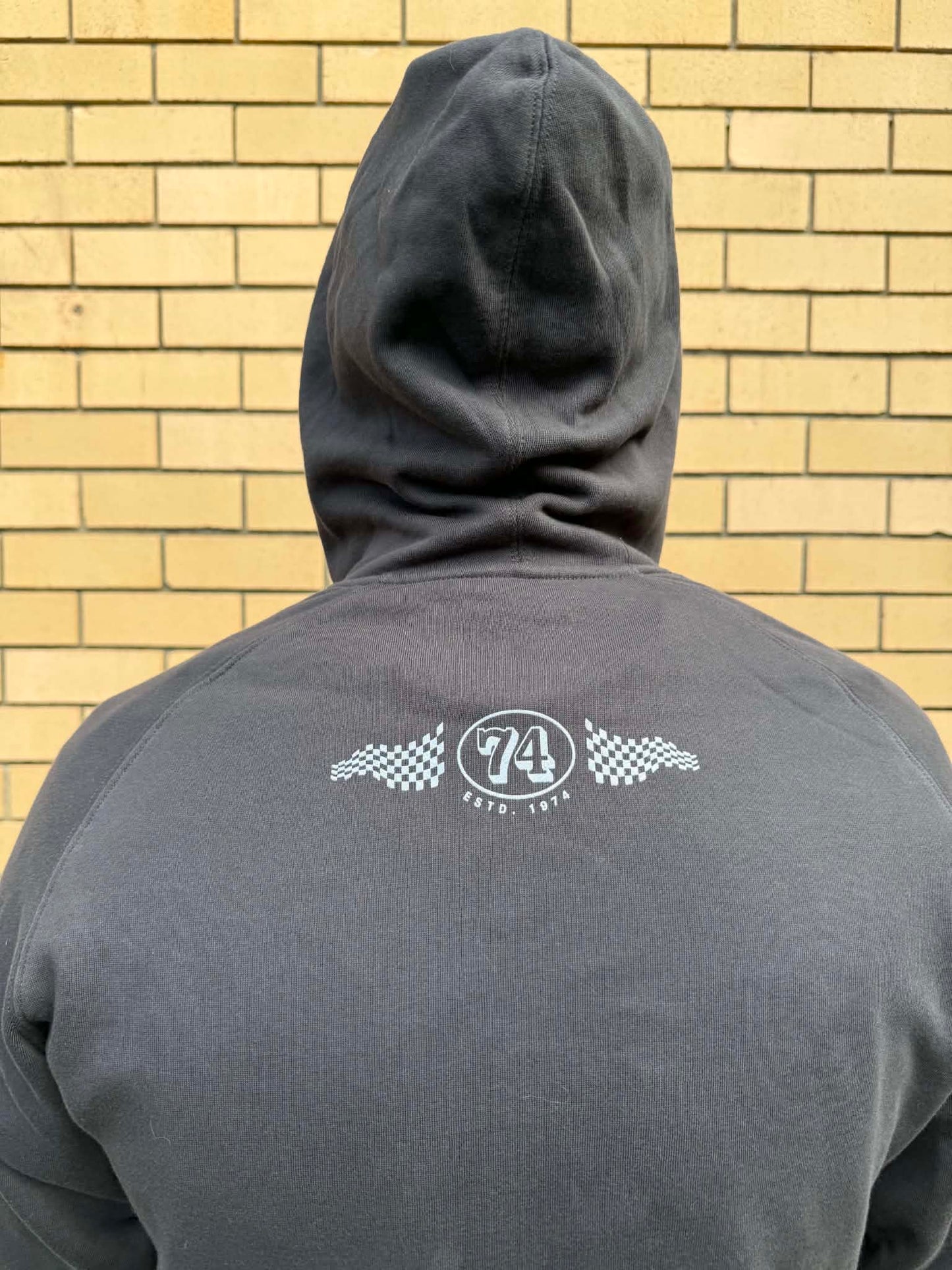 Old Man Speed hoodie now in stock and selling fast! Coal Grey!